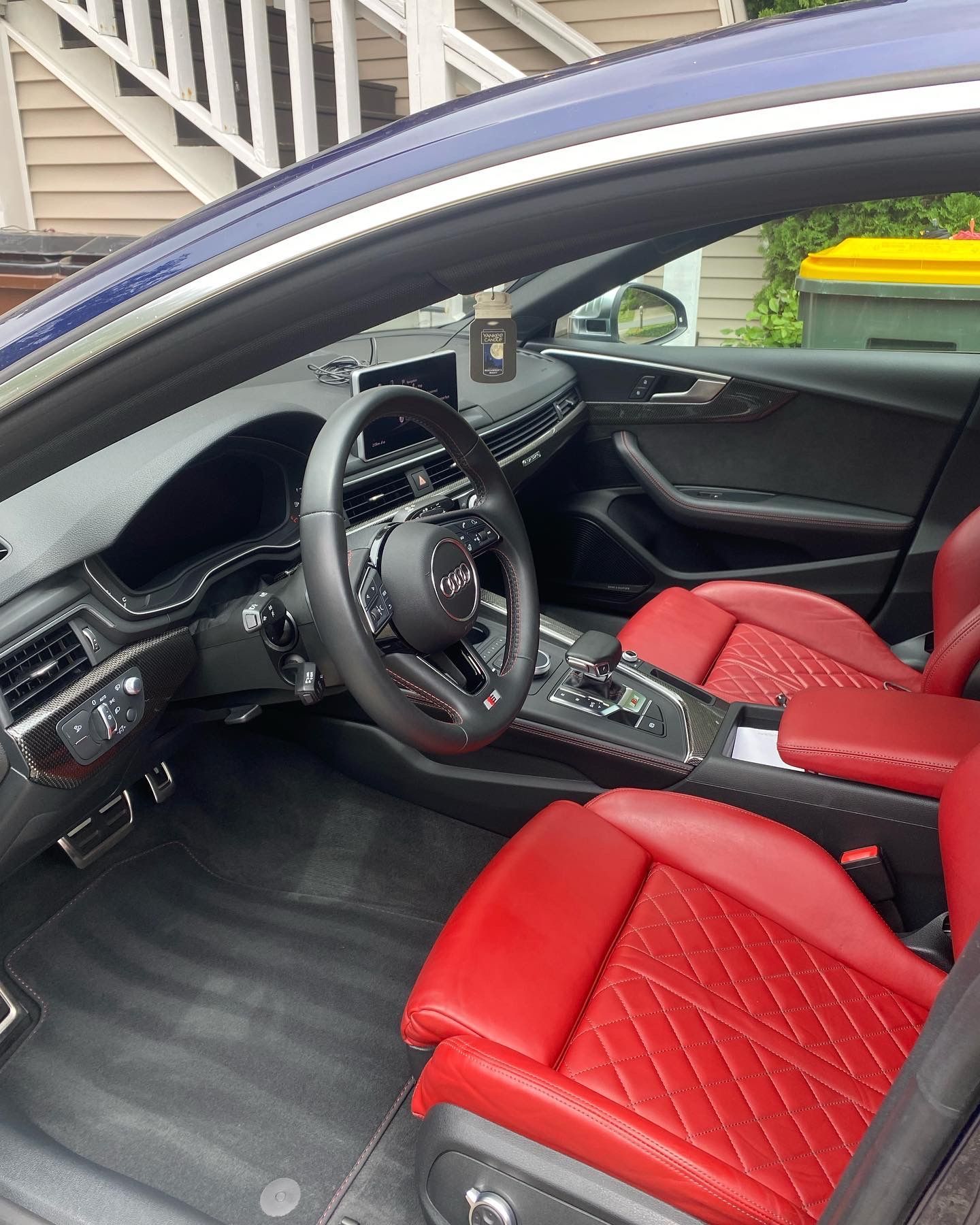 Detailed Audi interior with red leather seats